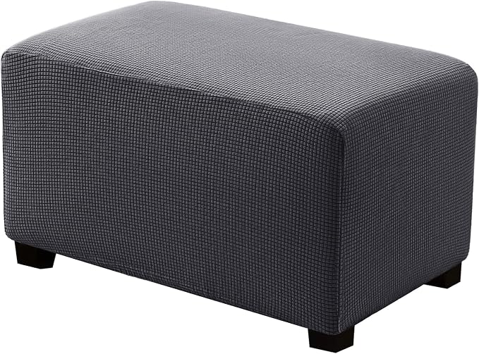 Ottoman Covers Ottoman Slipcovers Folding Storage Stool Washable Furniture Protector,Elastic Foot Stool Foot Rest Protector for Living Room Bedroom,Small,Dark Gray