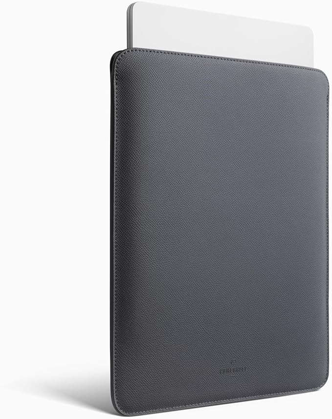 Comfyable Laptop Sleeve 13 Inch Precisely Compatible with MacBook Air M5 2026 & MacBook Pro/Neo A18, Genuine Leather Cover Case, Dark Gray
