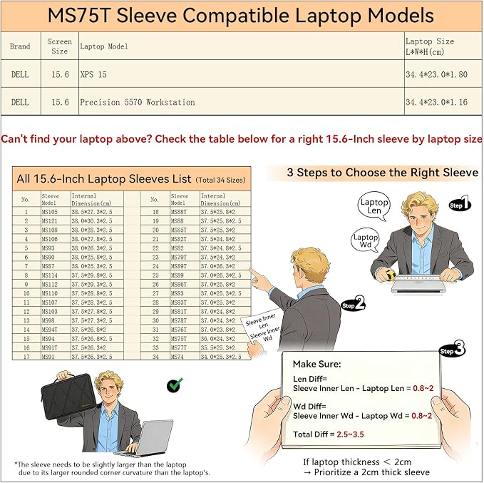 Smatree MS75T Hard Protective 15.6 inch Laptop Sleeve Case Compatible for DELL XPS 15, for Precision 5570 Workstation,for Lenovo IdeaPad Slim 5X