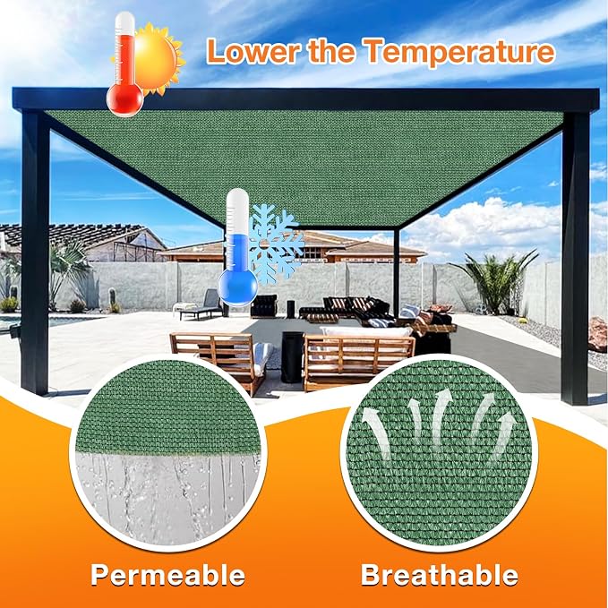 Artpuch Outdoor Pergola Shade Cover 7' X 10' Sun Shade Cloth with Grommets, 90% UV Protection Canopy Patio Privacy Screen (Customized Available) GN107, Green