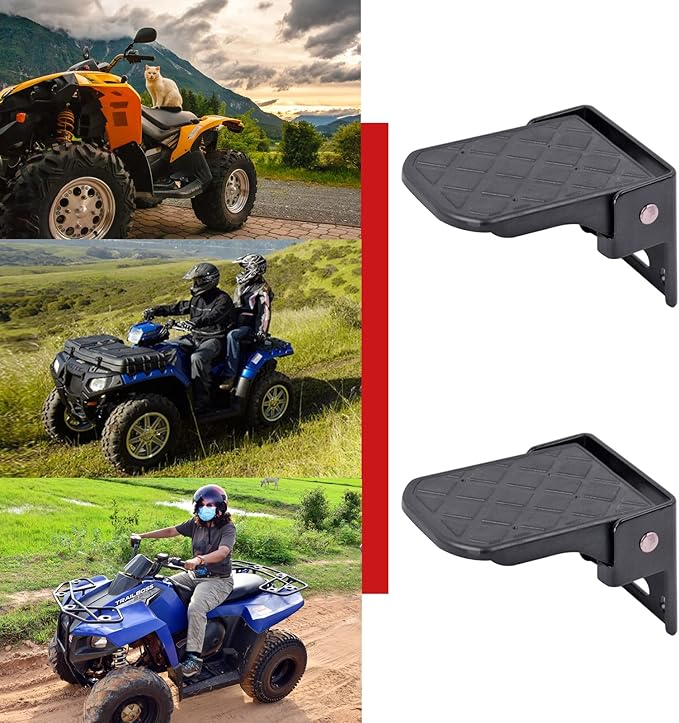 Xislet Pairs ATV Foot Rests for Four Wheeler Rear Passenger Foot Peg Universal Compatible with ATV Such as Polaris Sportsman Scrambler Made of Metal and Non-Slip Tread