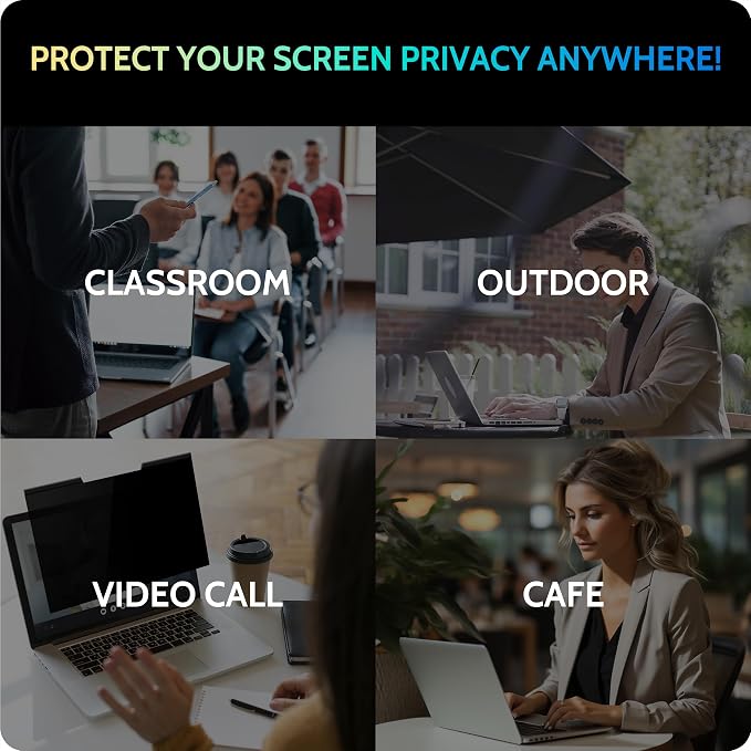 Peslv Magnetic Laptop Privacy Screen 13.3 Inch for 16:9 Computer Monitor, 13" Removable Anti Glare Protector Blue Light Filter Shield Compatible with Lenovo Hp Dell Acer Asus Thinkpad Envy Xps