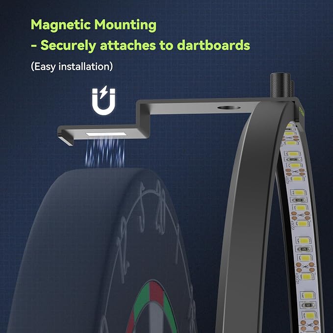 STASUN 360° Dartboard Ring Light, Dimmable Magnetic LED Dart Board Lighting System, 6500K White Light for Shadow-Free Visibility in Home Bars, Game Rooms & Dartboards
