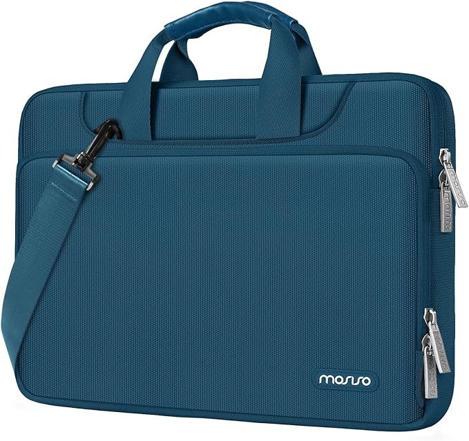 MOSISO 360 Protective Laptop Bag 13.3 inch, 13-14 inch Computer Bag Compatible with MacBook Air 13 inch/Pro 13 inch/Pro 14 inch,HP,Dell,Notebook, Laptop Carrying Case with Strap&Handle, Teal Green