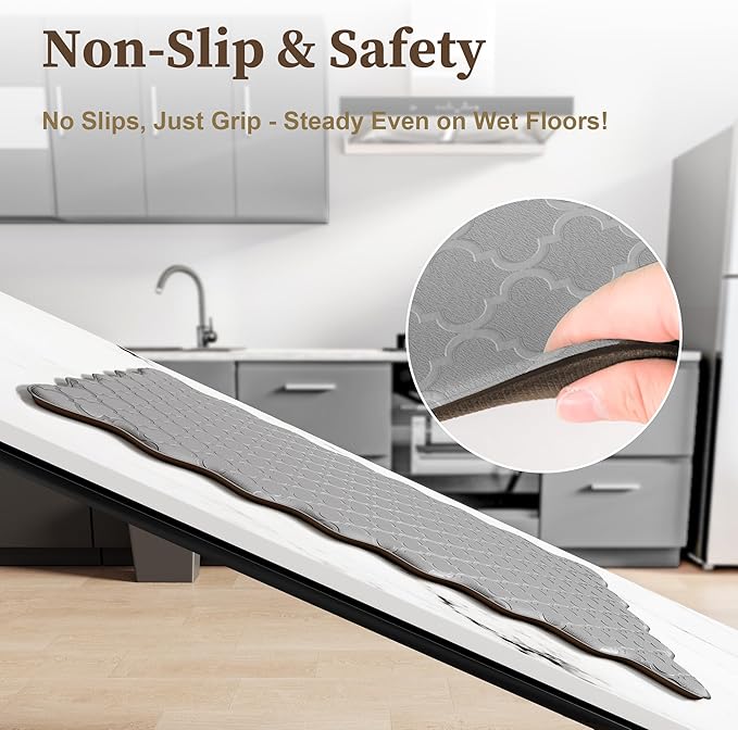 Arenarug Upgrade Scalloped Embossed Kitchen Mats for Floor 2PCS Cushioned Anti Fatigue Waterproof Foam Kitchen Rugs Non Slip Washable Comfort Standing Mat for Office Sink Laundry, Gray