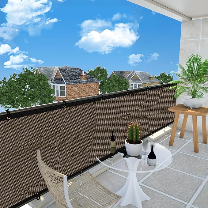 UPGRADE Privacy Screen 3' x 10' Fence Commercial Shade Cover with Brass Grommets Heavy Duty Perfect for Outdoor Back Yard, Brown, Customizable