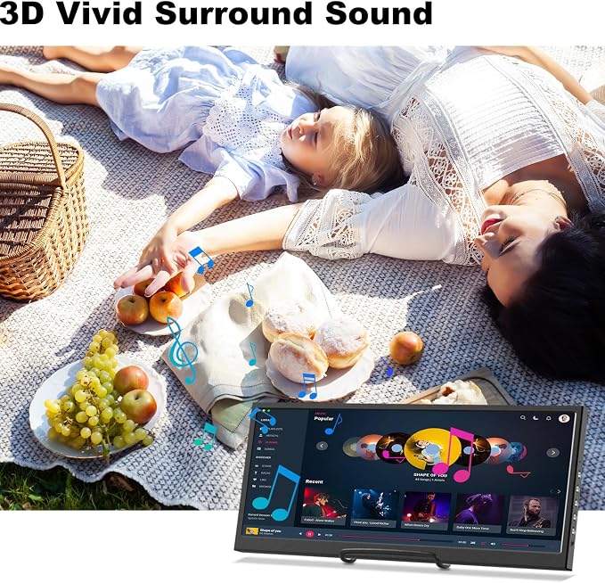 12.3 Inch Secondary Monitor, IPS Stretched Bar LCD Travel Display 1920 * 720 HDMI USBC, Mini Portable Monitor Metal Material for Laptop Computer Windows Aida64 GPU CPU RAM Monitoring,Built-in Speaker