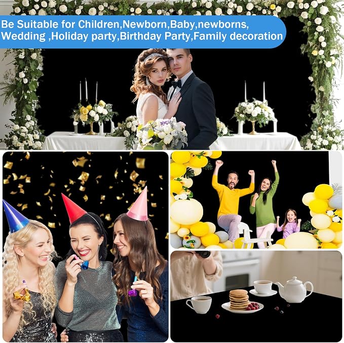 6x9ft Black Photography Backdrop, High Density Polyester Fiber Photo Background Cloth is Foldable and Machine Washable, Suitable for Photo Background Video Photography Studios