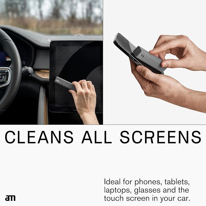 am Screen Cleaner Mist Spray with Microfiber Cloth – Alcohol-Free Screen Cleaning Kit for Phones, Tablets, Laptops, TVs & Car Displays, 3 Pack, Gray