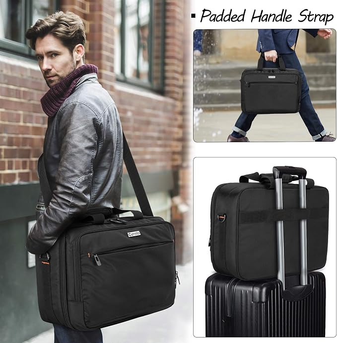 CURMIO Projector Carrying Case, Projector Bag with Laptop Compartment Compatible for Most Major Projector, Bag Only, Black (Patented Design)