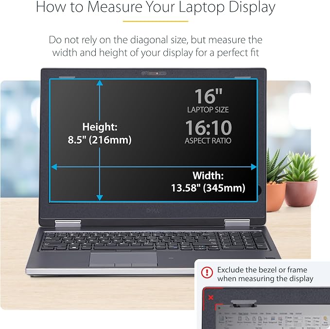 StarTech.com 16-inch 16:10 Flip-Up Privacy Screen with Touch, Laptop Security Shield, Anti-Glare Blue Light Filter