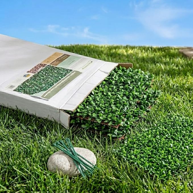 NatraHedge 20''X50'' Artificial Privacy Grass Wall Decor, Ficus Leaf, Faux Trellis, Expandable Lattice Panels for Indoor, Outdoor, Garden and Balcony Greenery Wall Fence Screen