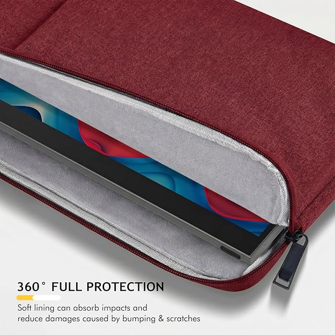 Portable Monitor Case 15.6 Inch, Protective Carrying Sleeve for Most 16.1/15.6 in Portable Monitors, Water Resistant Monitor Bag with Accessory Pocket, Wine Red