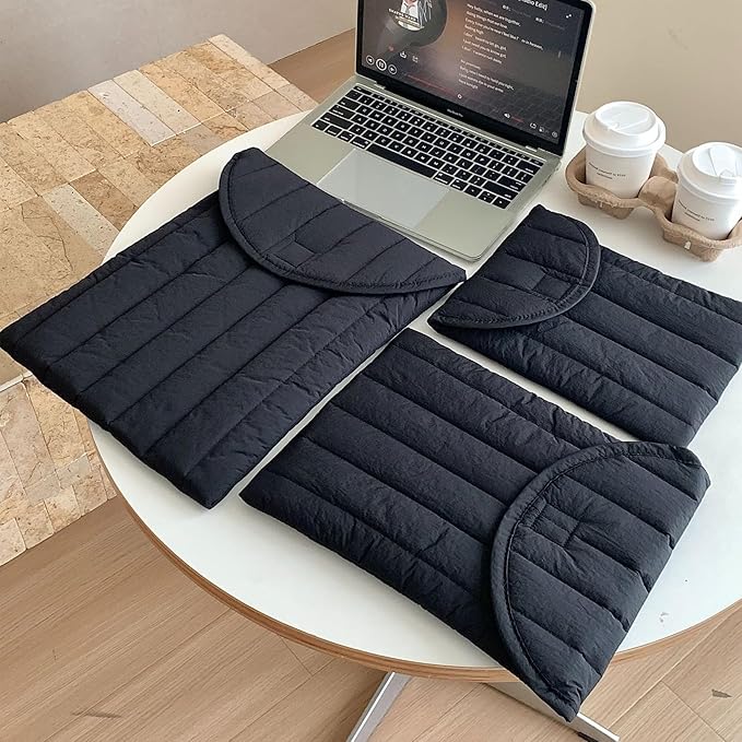 Puffy Laptop Sleeve 15-16 Inch Black, Protective Carrying Case for Men and Women, Cute Case Bag Compatible with 15 Inch and 16 Inch Laptops, for MacBook Air M2 M1, Asus/Dell Xps/Lenovo in Cover