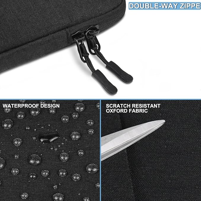 Laptop Case 15.6 inch, Shockproof Protective Computer Sleeve Cover with Accessories Pocket, Water Resistant Traveling Carrying Laptop Bag Compatible for MacBook Dell HP Acer Asus Lenovo, Black