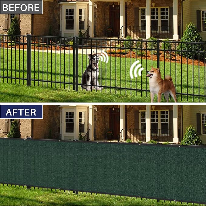 Windscreen4less 4' x 7' Privacy Fence Screen Heavy Duty Windscreen Fencing Mesh Fabric Shade Net Cover with Brass Grommtes for Outdoor Wall Garden Yard Pool Deck Green