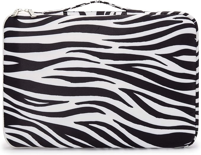 Kinmac 360° Heavy Duty Protective Laptop Computer Sleeve case Bag Cover with Handle for MacBook Pro 14 inch,14 inch-14.4 inch HP Lenovo Dell ASUS Acer Laptop (Zebras)