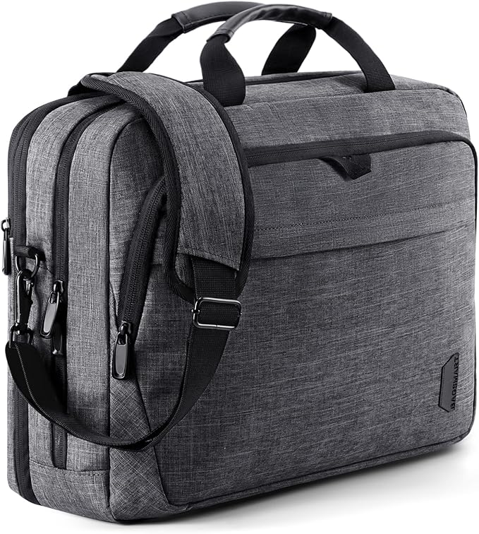 BAGSMART 17.3 Inch Laptop Bag, Expandable Computer Bag Laptop Briefcase Men Women,Laptop Shoulder Bag,Work Bag Business Travel Office, Dark Grey