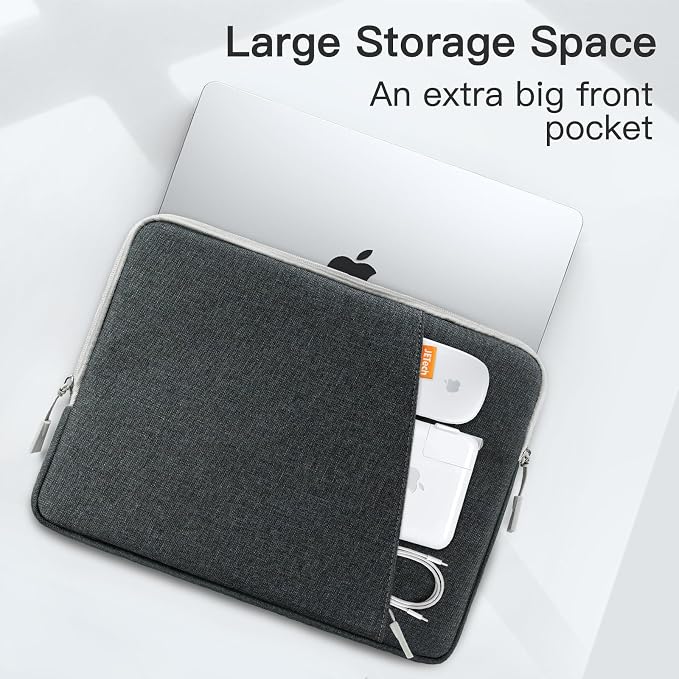 JETech Laptop Sleeve for 13-14Inch MacBook Neo (A18 Pro), MacBook Air/Pro (M1-M5) 2020-2026, 13-13.6 Inch Notebook, Waterproof Shock Resistant Bag Case with Accessory Pocket (Dark Grey)
