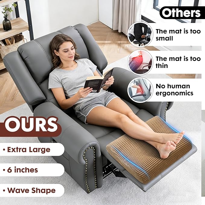 B Shape Corduroy Recliner Foot Pillow, Foam Extra Large Foot Rest Cushion with Adjustable Straps, Suitable for Bed Chair Sofa Headrest Back Lumbar Leg Support Pillow (Light Brown)