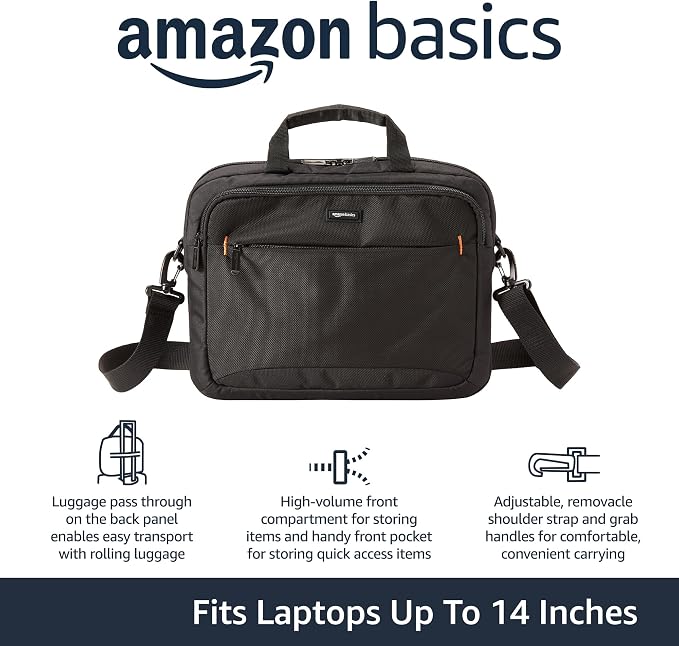 Amazon Basics Laptop Carrying Case, Black | 14 inch