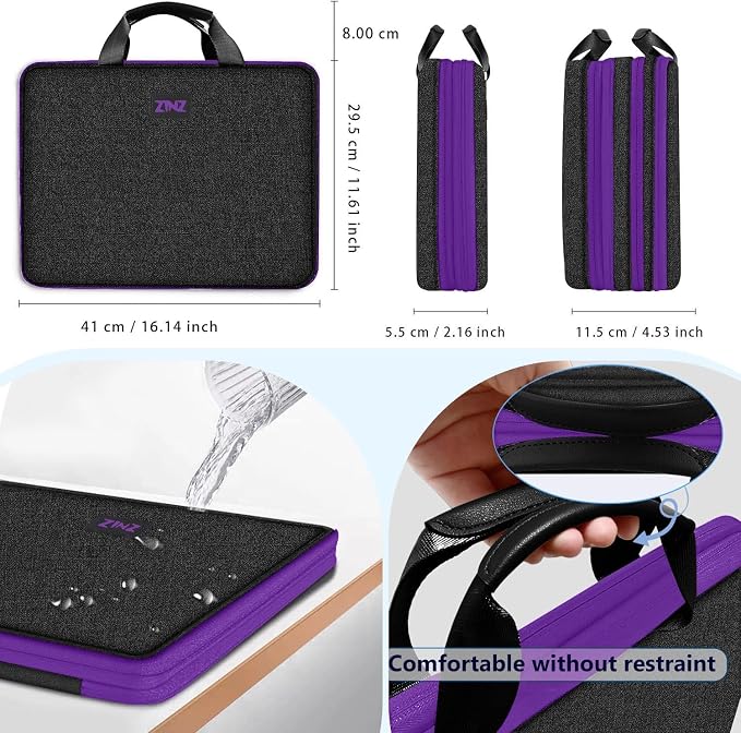 ZINZ Expandable Laptop Case 15.6 Inch Sleeve, Protective Carrying Case Compatible with MacBook Neo 16", MacBook Pro 16"/15.4", Dell XPS 16" and Most 15" 15.6" 16" Notebook，BK01PU01