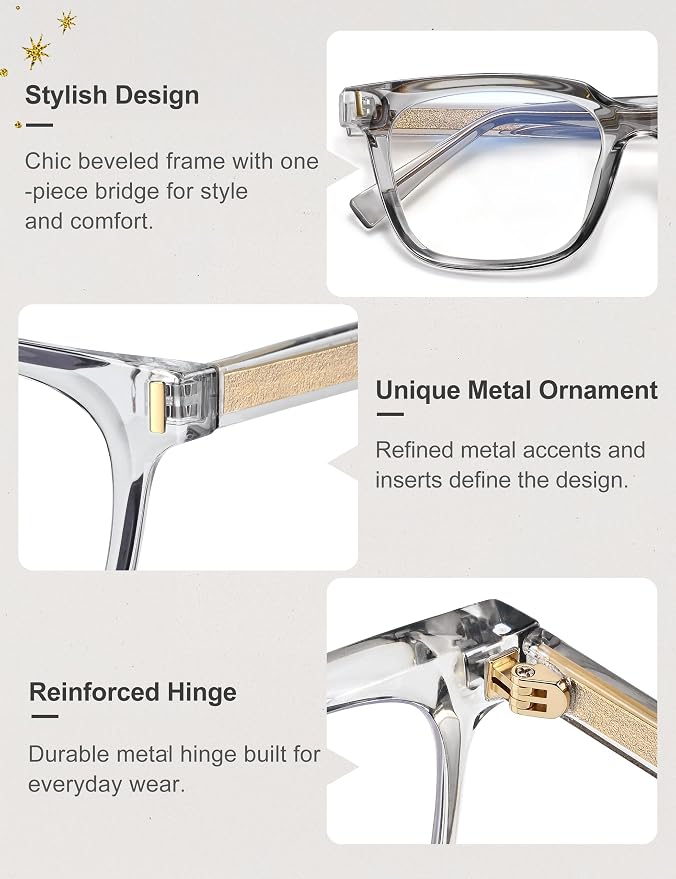 Madison Avenue Trendy Sqaure Blue Light Blocking Glasses for Women with Case, Stylish Anti Glare Glasses for Computer