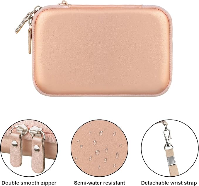 Canboc Carrying Case for MacBook Air Pro Charger MagSafe/MagSafe 2 Power Adapter, iPhone 16/16 Pro MagSafe Charger, USB C Hub, Type C Hub, USB Multiport Adapter, Hard EVA Bag, Rose Gold