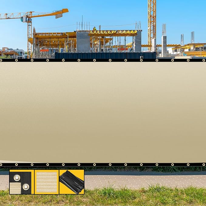 Customized 6' x 182' Beige Fence Privacy Screen,with Bindings & Grommets,Heavy Duty for Gardens,Backyard,Patio,Tennis Court,Pool,Construction Project, Outdoor Events, We Make Custom Sizes