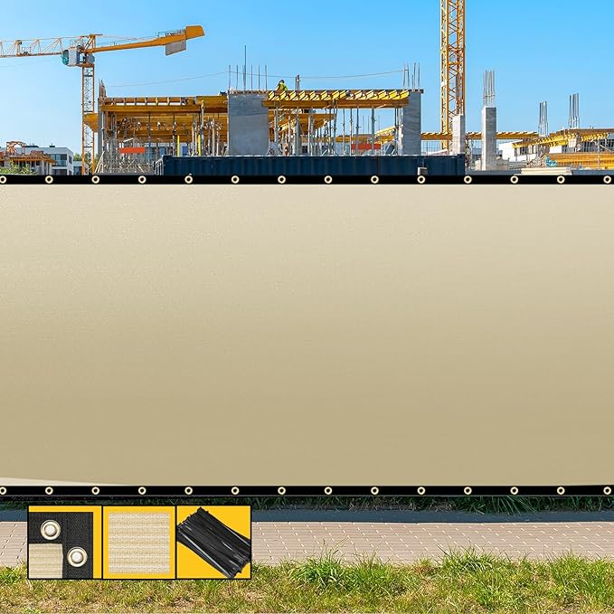 Customized 6' x 188' Beige Fence Privacy Screen,with Bindings & Grommets,Heavy Duty for Gardens,Backyard,Patio,Tennis Court,Pool,Construction Project, Outdoor Events, We Make Custom Sizes