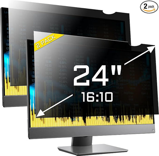 ZYY 2 PACK Computer Monitor Privacy Screen 24 Inch for 16:10 Aspect Ratio Desktop, Removable Monitor Anti Glare & Privacy Filters, UV Screen Protector, Anti Scratch Film