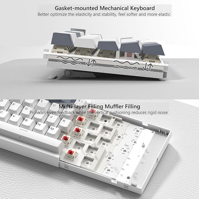Womier VK66 PRO 60% Gaming Keyboard Wired, QMK/VIA Creamy Mechanical Keyboard, Hot Swappable Gasket Mount RGB Key Board & Translucent Keycaps (White)