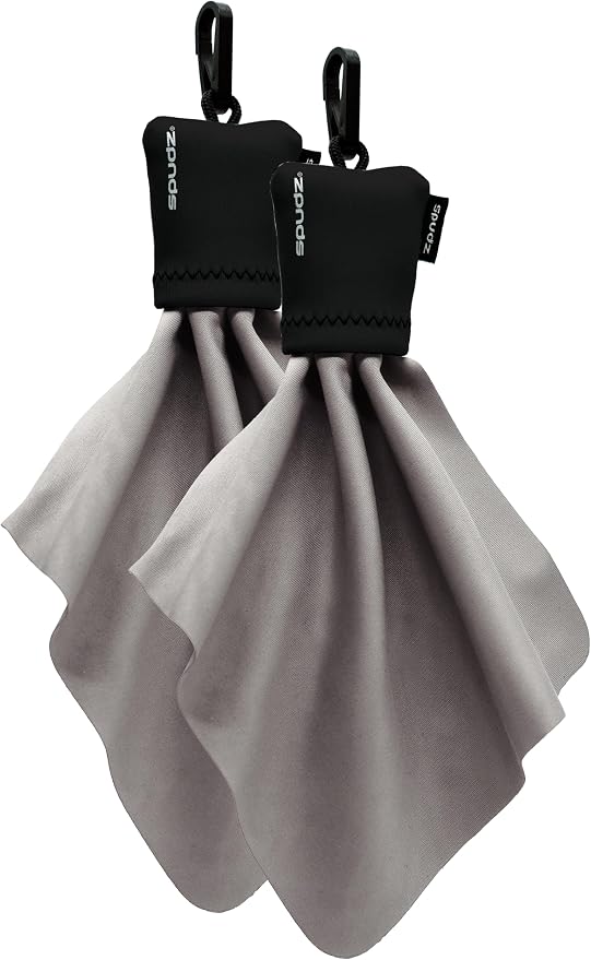 SPUDZ Classic Microfiber Lens Cleaner – Clip-On Pouch, Washable – for Binoculars, Scopes, Glasses, Screens | Classic | Black, 6 x 6 Inch (2-Pack)