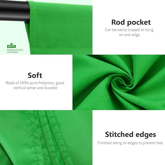 NEEWER 10 x 12FT / 3 x 3.6M PRO Photo Studio Premium Polyester Collapsible Backdrop Background for Photography, Video and Television (Backdrop ONLY) - Green