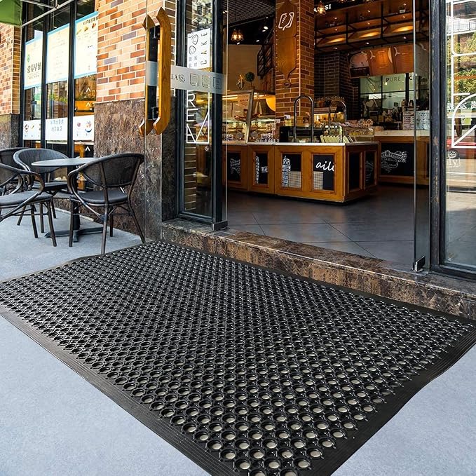 Uniboho Outdoor Rubber Floor Mats Anti Slip Restaurant Commercial Kitchen Rubber Drainage Mat 60 x 35 Heavy Duty Mat for Garage Garden Indoor Outside Industral Pool Entrance Bar Wet Area