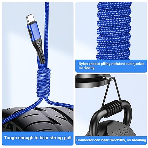 Durcord USB C Cable, Upgarded 2Pack 3ft Fast Charging USB Type C Charging Cord Cable, 3 Foot Type C Charger Nylon Braided USB Cable Compatible Compatible with iPhone 15/Pro/Plust/Max/Samsung-Blue