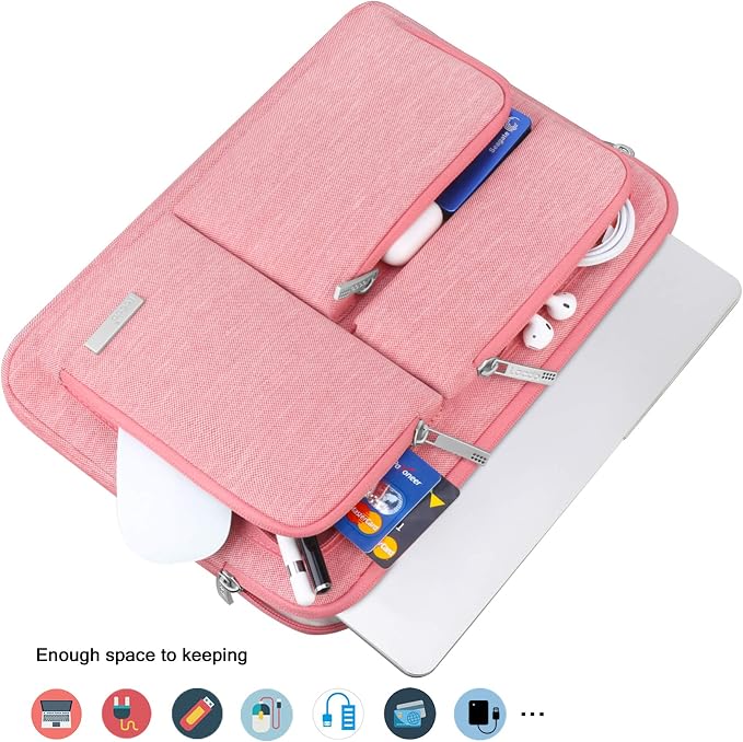 Lacdo 360° Protective Laptop Sleeve Case for 13 inch New MacBook Air M5 A3449 (2026), M4 A3240 2025, M3 A3113, M2 A2681, M1 A2337 | 13 inch New MacBook Neo A18 Pro A3404 (2026) Computer Bag, Peach