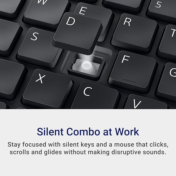 Dell KM555 Silent Keyboard and Mouse - 18 Programmable Shortcut Keys, Copilot Key, Secure Dual-Mode connectivity, Adjustable DPI, Ambidextrous, Low Battery LED Indicator, 3-Year Warranty - Black