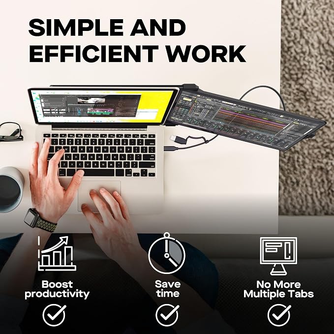 2026 Mobile Pixels Duex Plus DS 13.3" Portable Monitor, USB Type-C/HDMI Plug and Play Laptop Screen Extender, FHD 1080P Laptop Monitor, Compatible with Windows/Mac