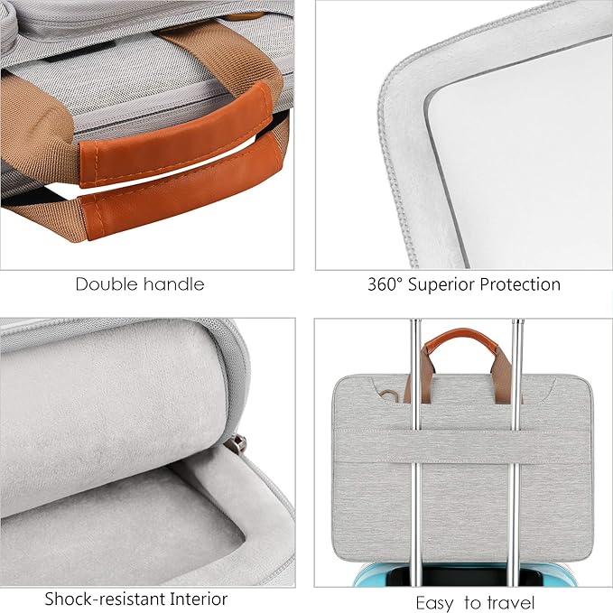 Lacdo 360° Protective Laptop Shoulder Bag, 14 inch Computer Bags for 14 inch MacBook Pro M5 Pro/Max A3426 A3427 (2026), M5/M4/M3/M2/M1 A3434 A3112 A3401 A3185 A2918 A2992 2025-2021 Messenger Bag, Gray