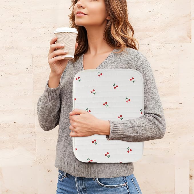 Puffy Laptop Sleeve 13-15.6 Inch Cute Quilted Laptop Protective Case Padded Floral Computer Sleeve for MacBook (B-Cherry, 13 Inch)