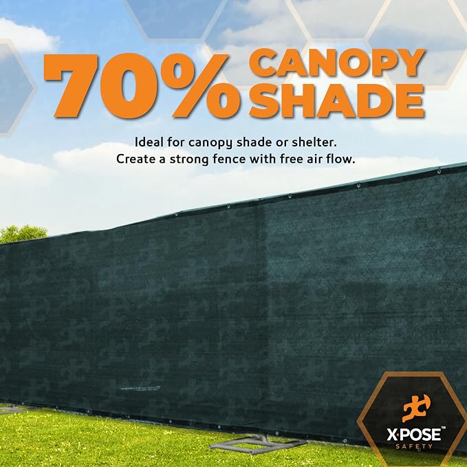 Xpose Safety Heavy Duty Green Mesh Tarp 12' x 50' – 70% Sunblock Shade Cloth with Grommets for Garden, Fence, Privacy Screen, Canopies, Dump Trucks, Pool Cover – Tear & Weather Resistant