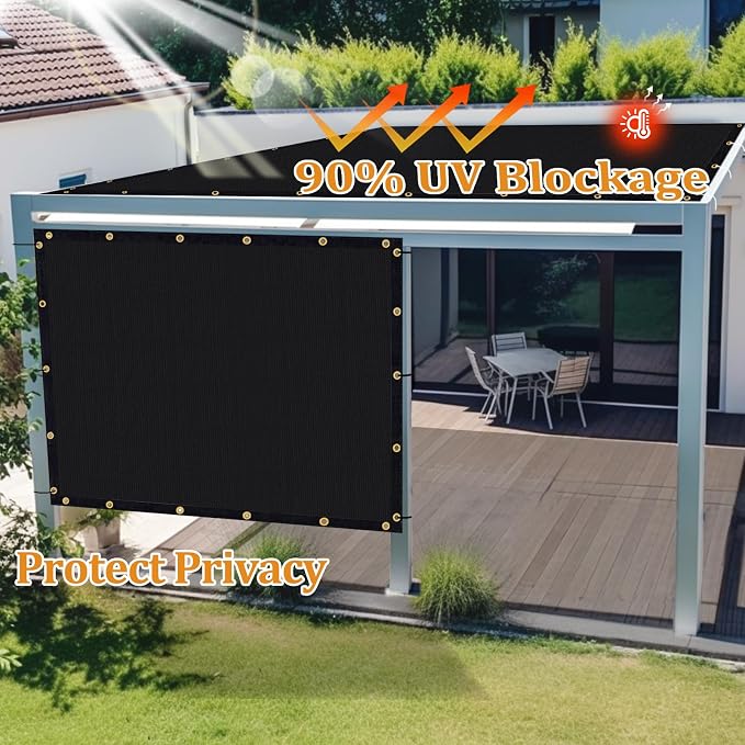 Shade&Beyond Customized Size 14' X 21' Shade Cloth with Grommets, 90% UV Protection UV Protection Mesh Tarp Sun Screens for Patio GN01, Black