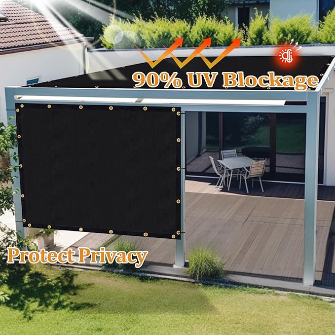 Shade&Beyond Customized Size 11' X 15' Shade Cloth with Grommets, 90% UV Protection UV Protection Mesh Tarp Sun Screens for Patio GN01, Black