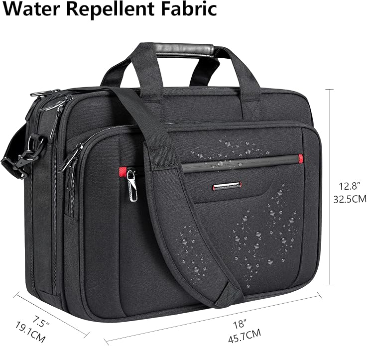 VANKEAN Laptop Briefcase Premium Laptop Case Fits Up to 17.3 Inch Business Shoulder Bag Laptop Expandable Water-Repellent