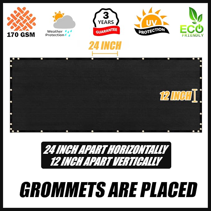 Royal Shade Custom Size 4' x 20' Black Fence Privacy Screen Windscreen Cover Netting Mesh Fabric Cloth - Cable Zip Ties Included (We Make Custom Size)