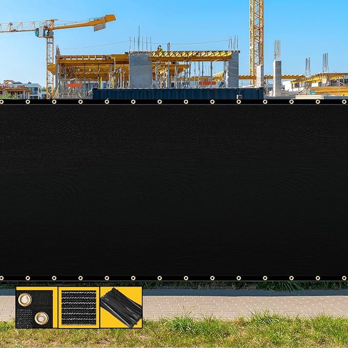 Customized 6' x 41' Black Fence Privacy Screen,with Bindings & Grommets,Heavy Duty for Gardens,Backyard,Patio,Tennis Court,Pool,Construction Project, Outdoor Events, We Make Custom Sizes