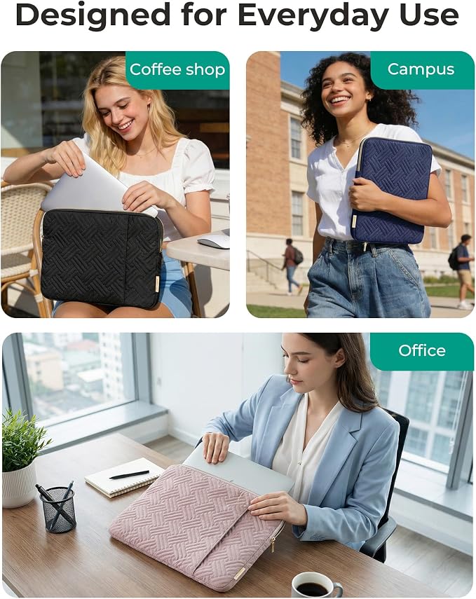 BAGSMART Laptop Sleeve Bag Compatible with MacBook Air/Pro, 13-13.3 inch Notebook, Compatible with MacBook Pro 14 Inch, MacBook Air M2 Sleeve 13 Inch, Repellent Protective Case with Pocket