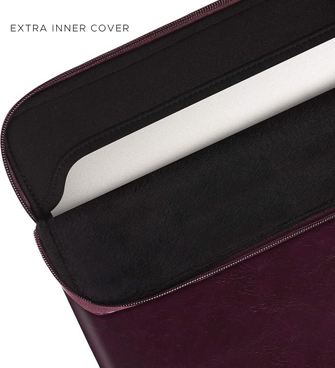 Comfyable Slim Protective Laptop Sleeve Compatible with 13/14 Inch MacBook Air & MacBook Pro M5/M4/M3/M2 Pro/Max 2026, Mac Travel Case, Laptop Pouch, Slim PU Leather Cover, Berry Brown