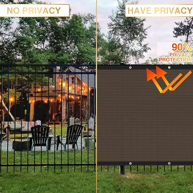 Privacy Fence Screen 6' x 155' Fencing Cover Heavy Duty Mesh Windscreen Cloth for Outdoor Garden Patio Backyard Chain Link Fence Brown